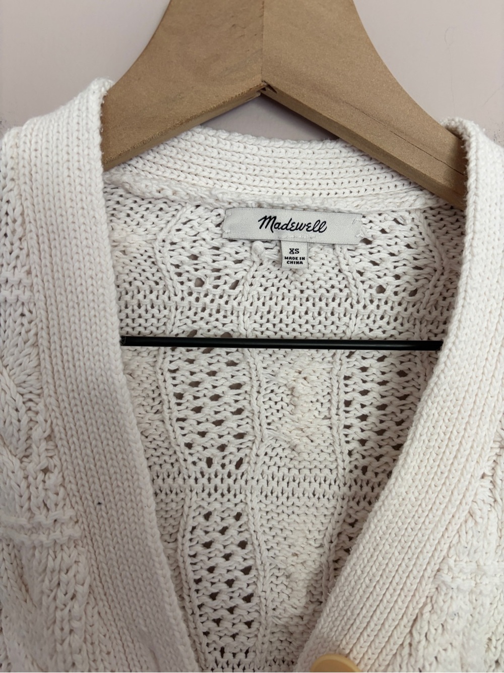 Madewell Open Cable-Stitch Cardigan Sweater Ivory XS - Picture 5 of 6